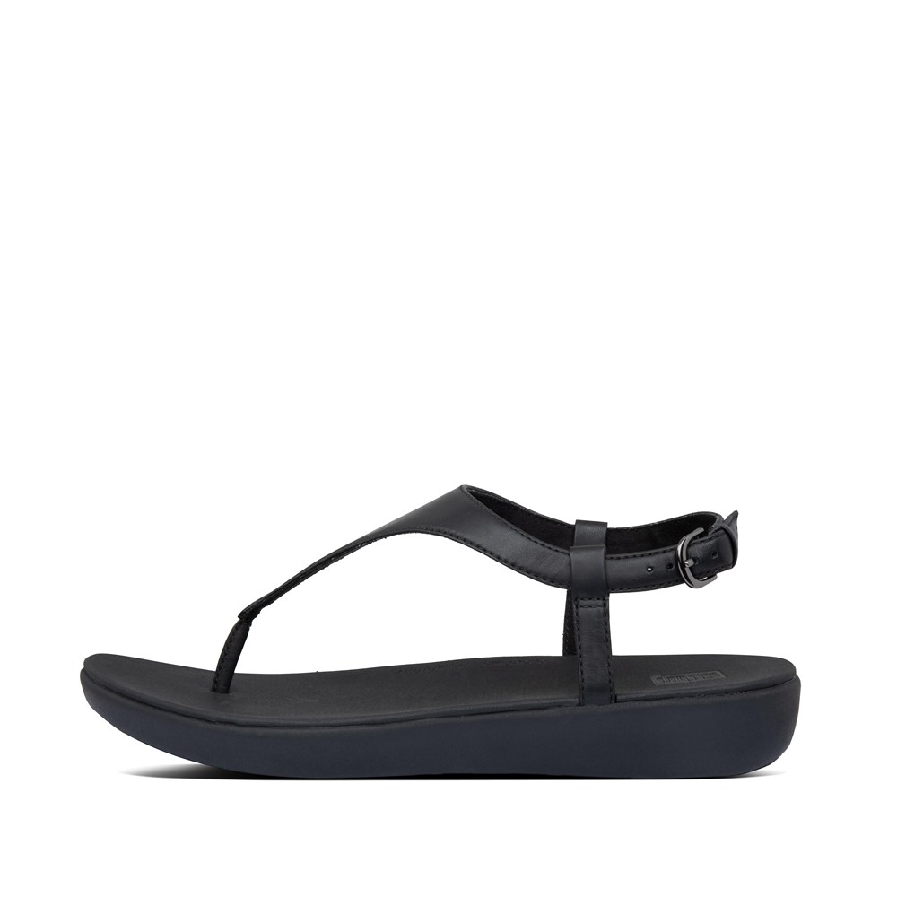Fitflop Womens Sandals - Lainey Leather Back-strap - Black - 954-SQGIYN